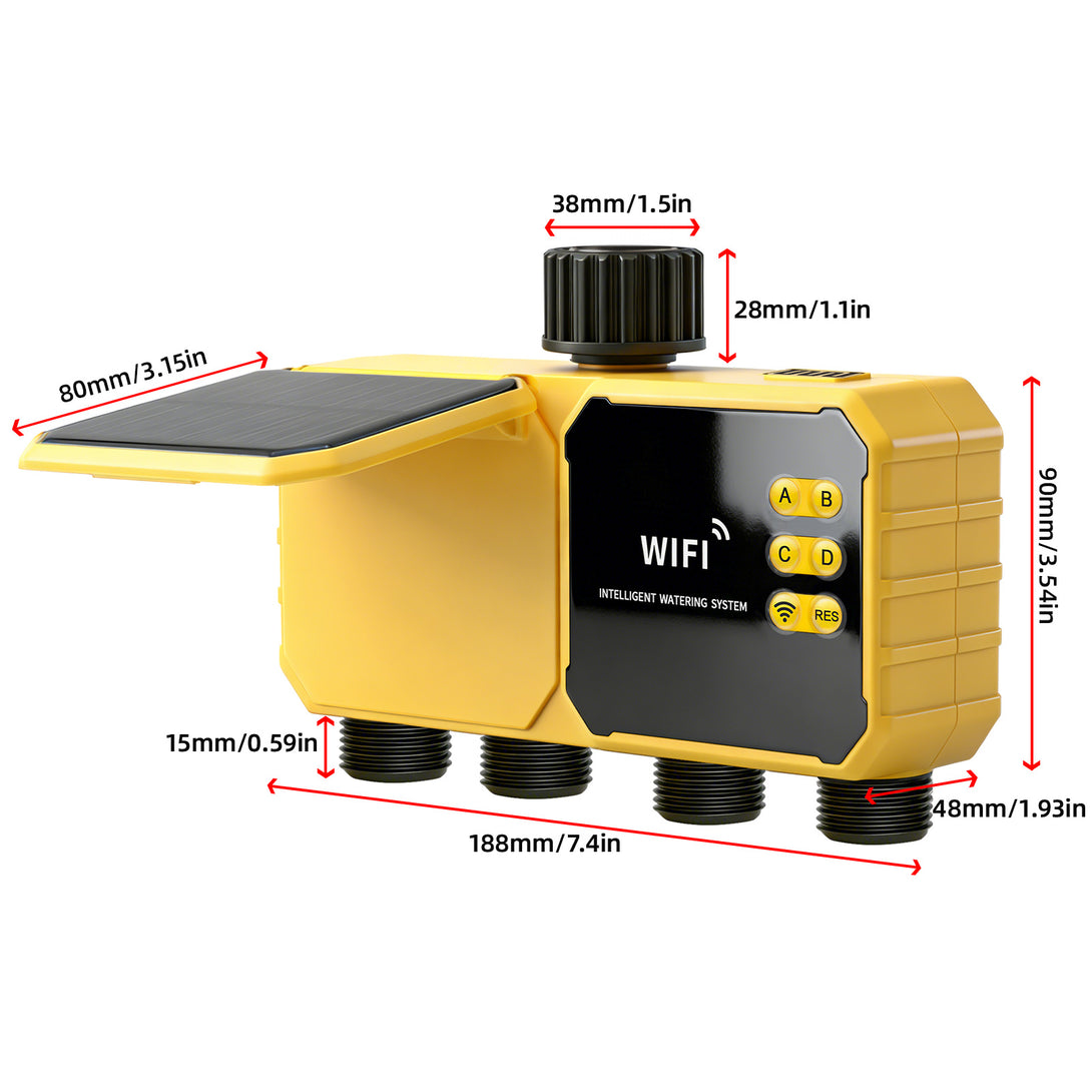 Solar WiFi Smart Water Timer | 4-Zone Automatic Garden Irrigation ...