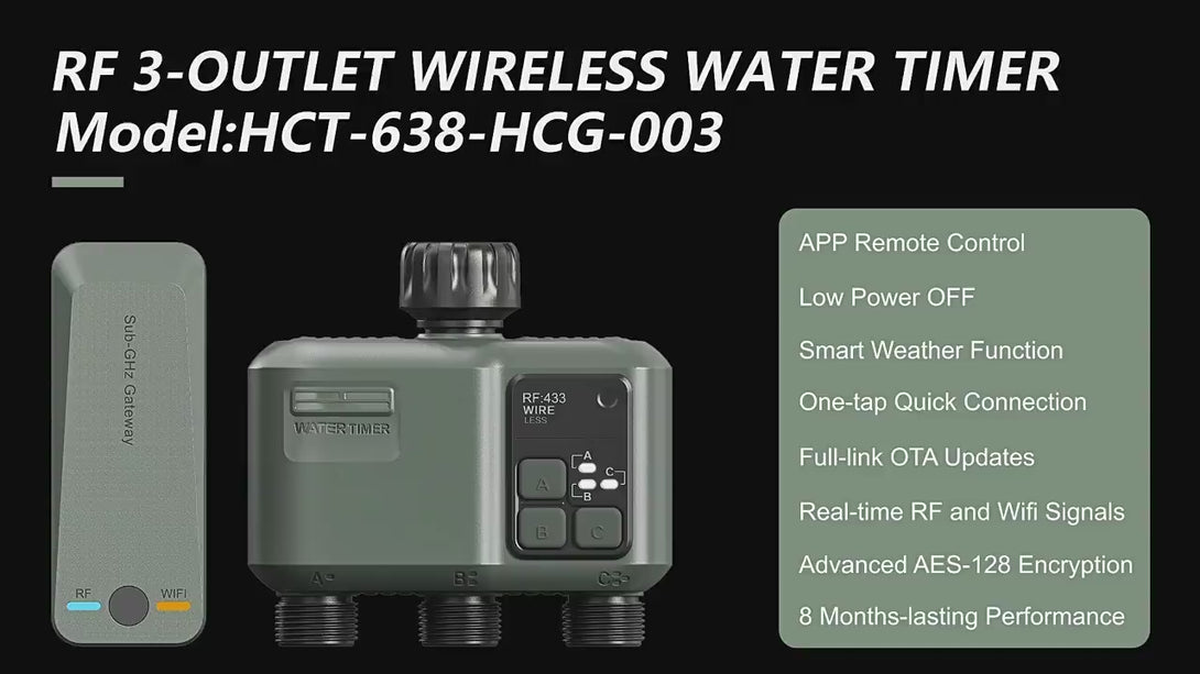 RF Wireless 3-Zone Irrigation Timer | WiFi Garden Watering Controller ...